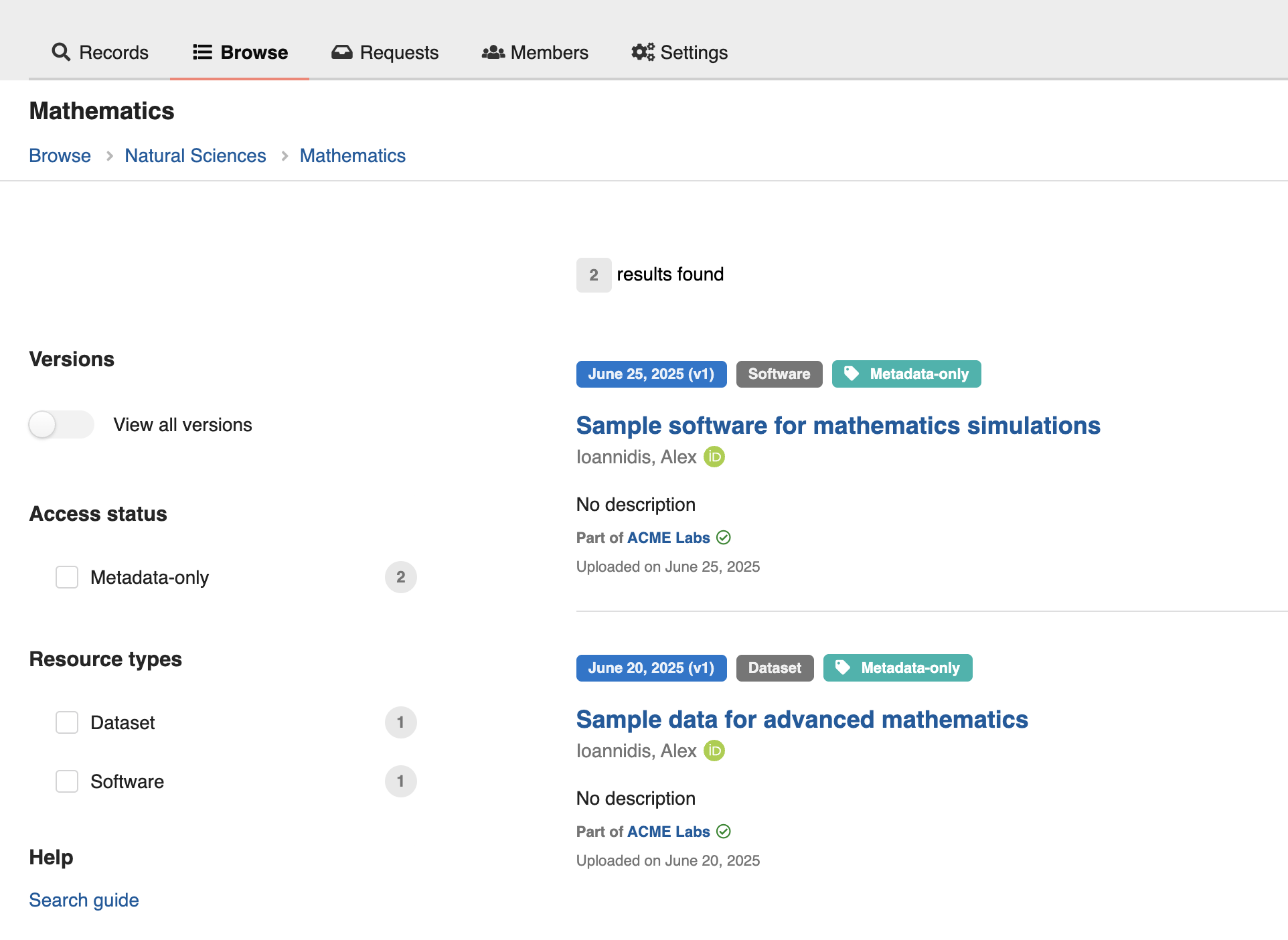 Collections feature