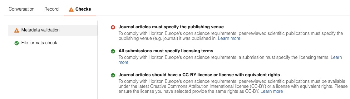 Curation checks