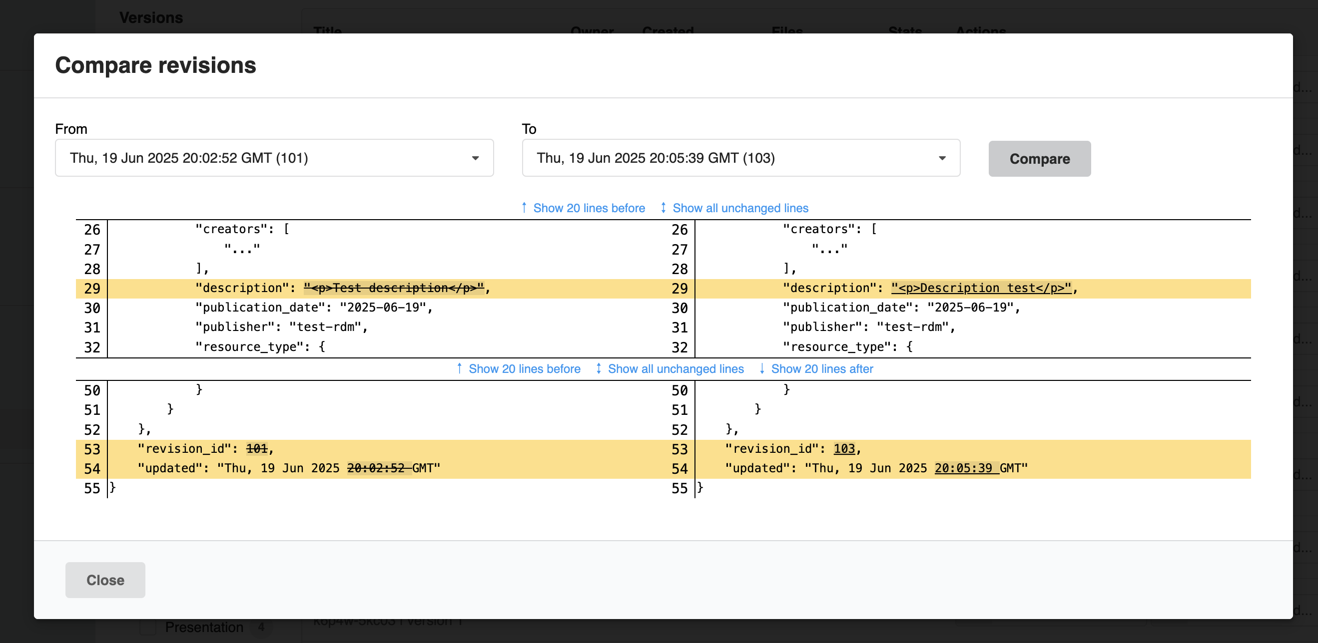Compare revisions